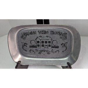 Wilton Armetale 'BLESS THIS HOUSE' Serving Tray/Bread-Pewter Metalware w/Tags